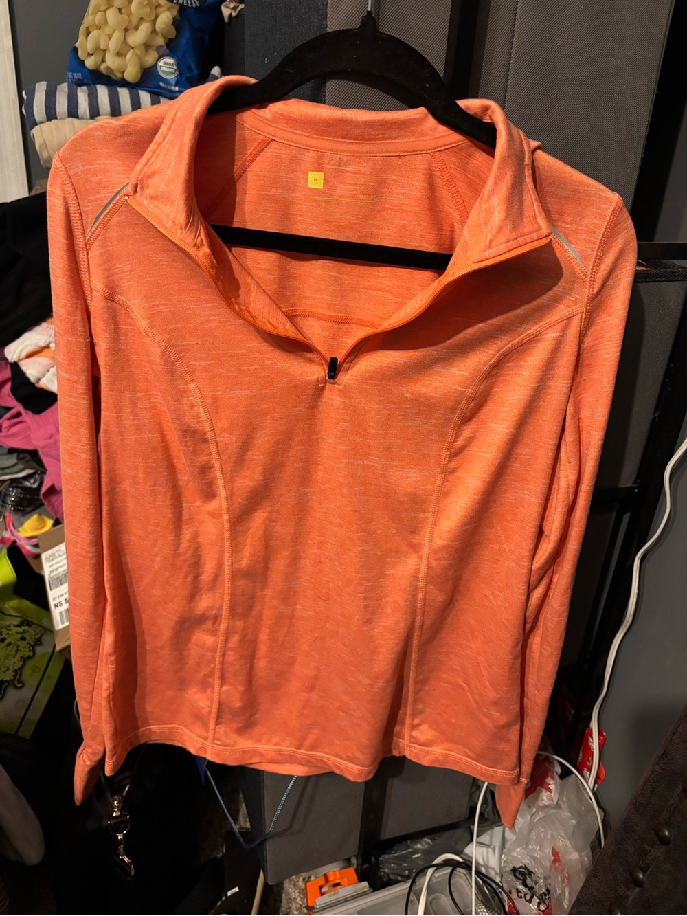 Xersion Womens Orange Quarter-Zip Performance Top Medium